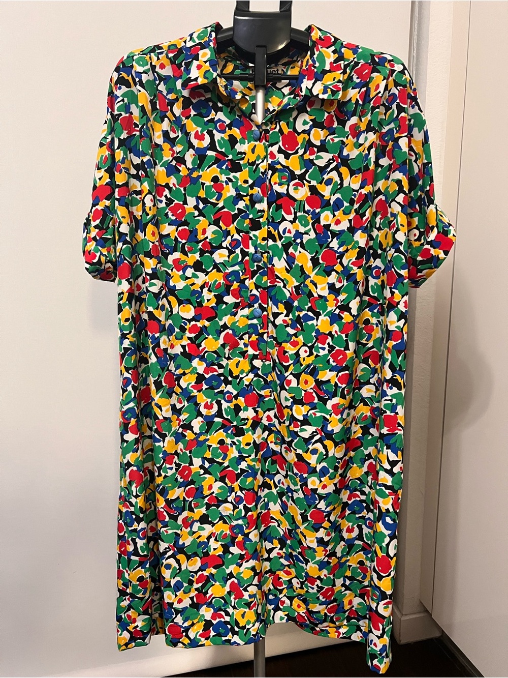 Vintage Huguet Paris France Shirt Dress L/ XL (FR 52) Oversized Art Print
